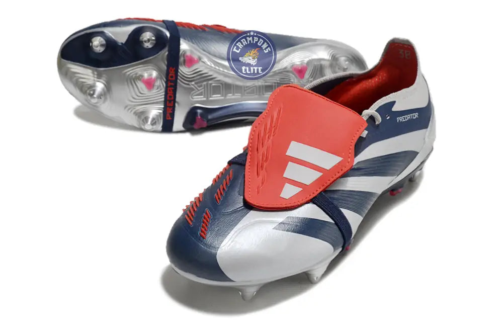 Predator Elite Fold-over Tongue SG Roteiro - Argenté/Bleu marine/Rouge ÉDITION LIMITÉE
