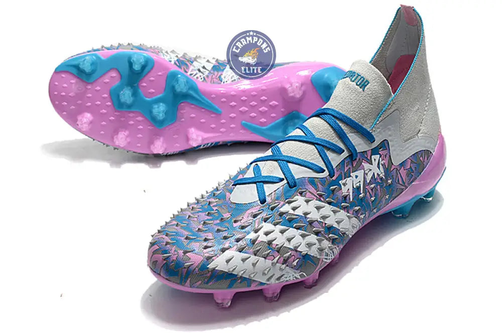 Predator Freak Lacets FG - Gris/Rose/Bleu