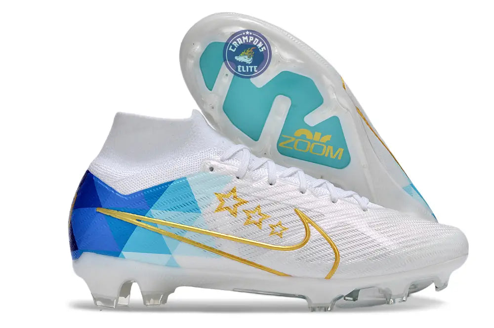 Image of Superfly 9 Elite FG x Enzo Fernandez Blanc/Bleu/Or
