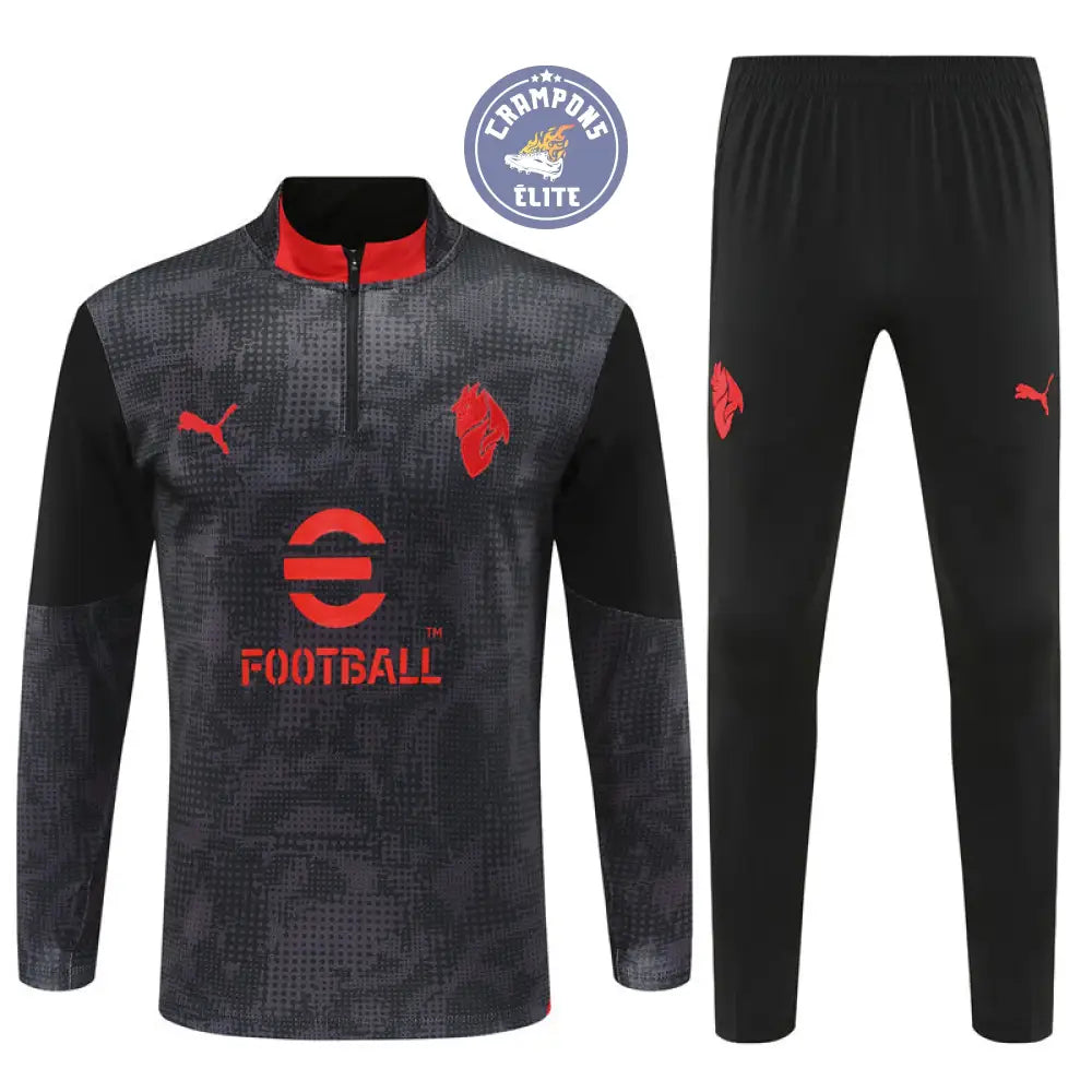 Image of Survêtement d’entraînement demi-zip - AC Milan 2025/2026 - Gris/Noir/Rouge