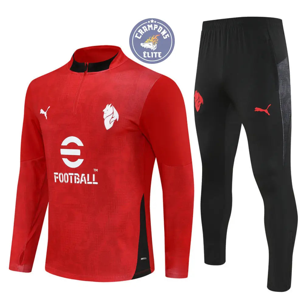 Survêtement d’entraînement demi-zip - AC Milan 2025/2026 - Rouge/Noir/Blanc