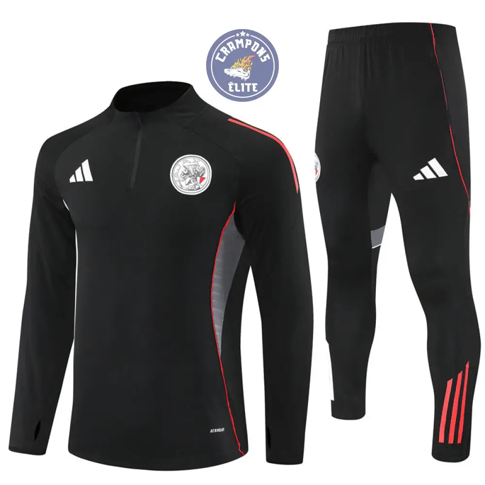 Survêtement d’entraînement demi-zip - Ajax 2025/2026 - Noir/Gris/Rouge