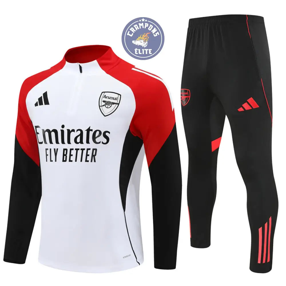 Survêtement d’entraînement demi-zip - Arsenal 2025/2026 - Blanc/Noir/Rouge