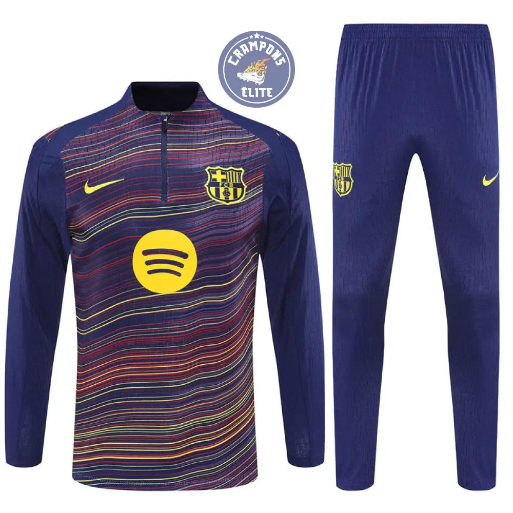 Survêtement d’entraînement demi-zip - Barcelone 2025/2026 - Camouflage Bleu marine à rayures jaunes