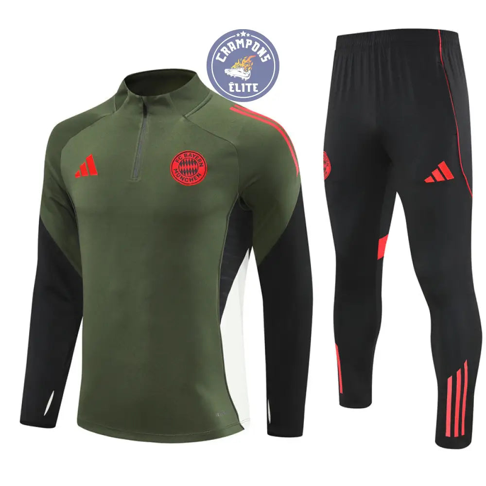 Image of Survêtement d’entraînement demi-zip - Bayern Munich 2025/2026 - Kaki/Noir/Rouge