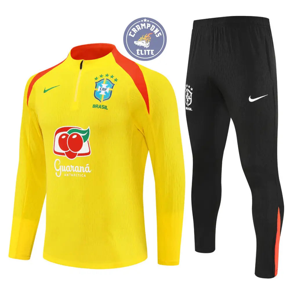 Survêtement d’entraînement demi-zip - Brésil 2025/2026 - Jaune/Noir/Orange