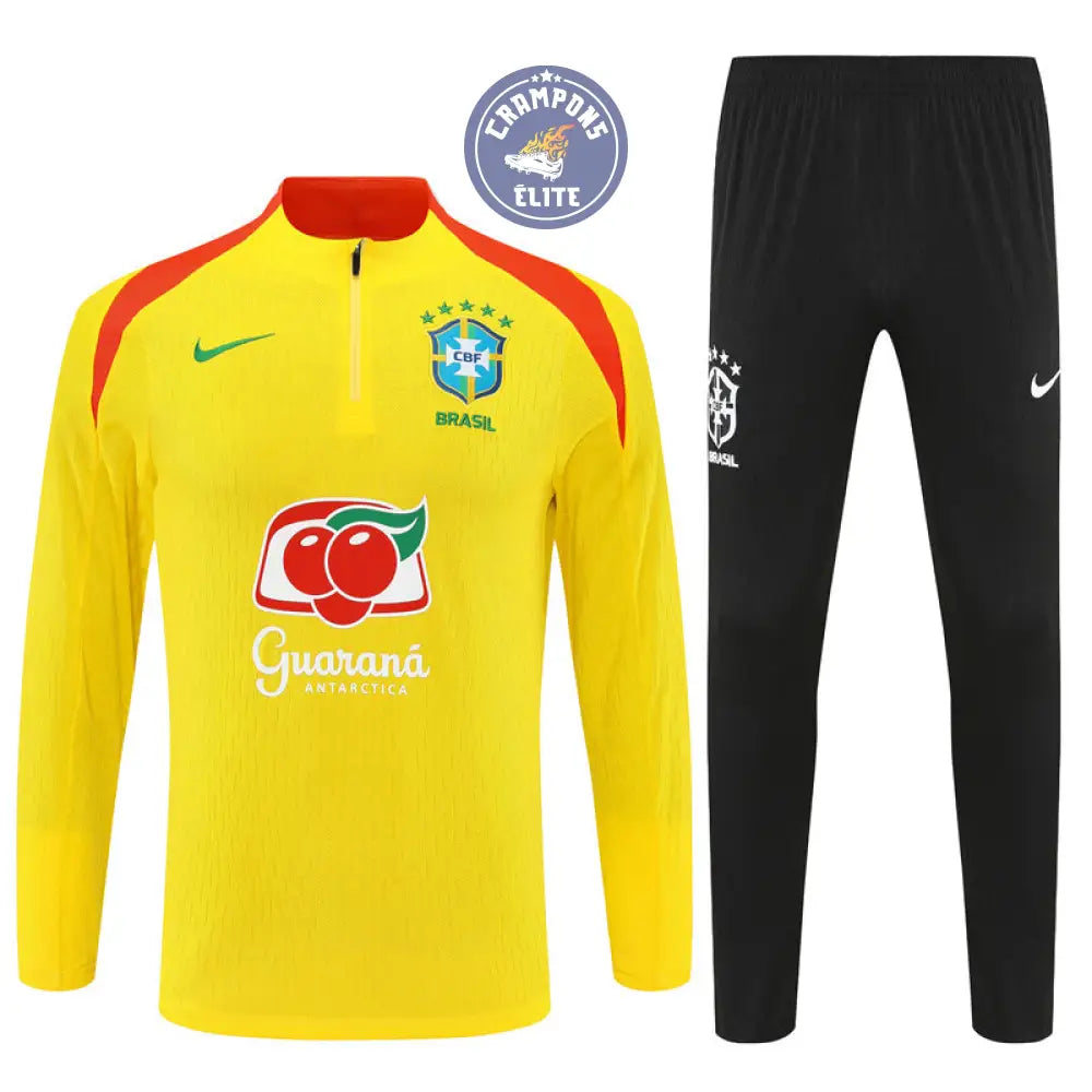 Image of Survêtement d’entraînement demi-zip - Brésil 2025/2026 - Jaune/Noir/Orange