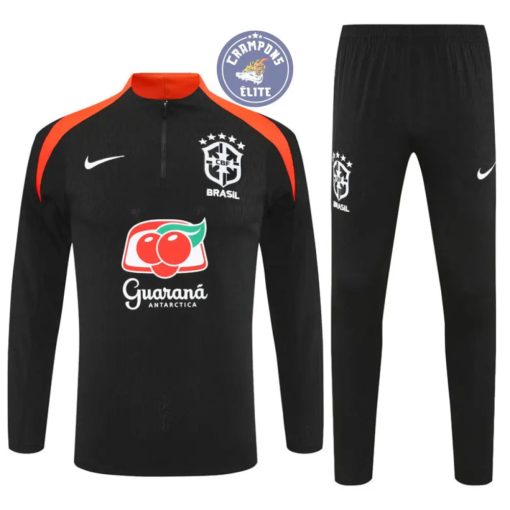 Survêtement d’entraînement demi-zip - Brésil 2025/2026 - Noir/Orange