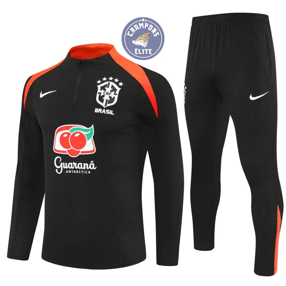 Survêtement d’entraînement demi-zip - Brésil 2025/2026 - Noir/Orange