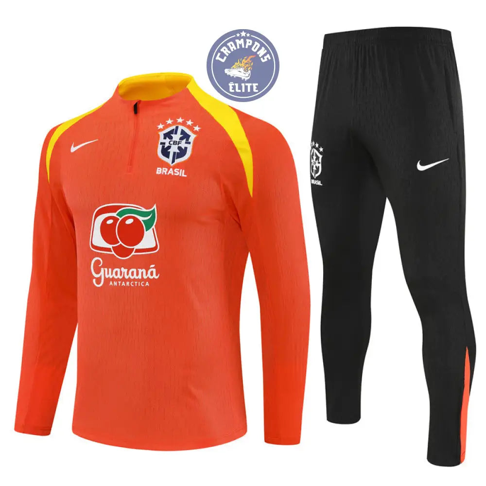 Survêtement d’entraînement demi-zip - Brésil 2025/2026 - Orange/Noir/Jaune