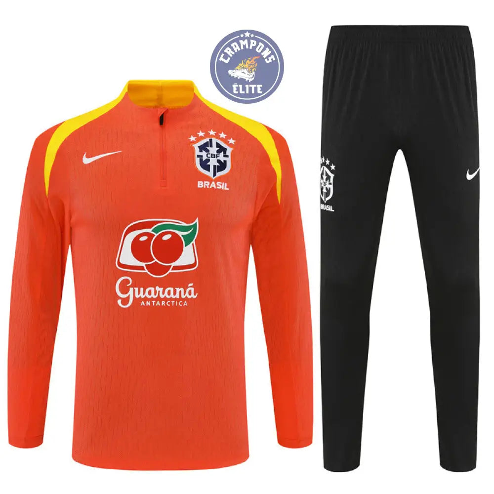 Survêtement d’entraînement demi-zip - Brésil 2025/2026 - Orange/Noir/Jaune