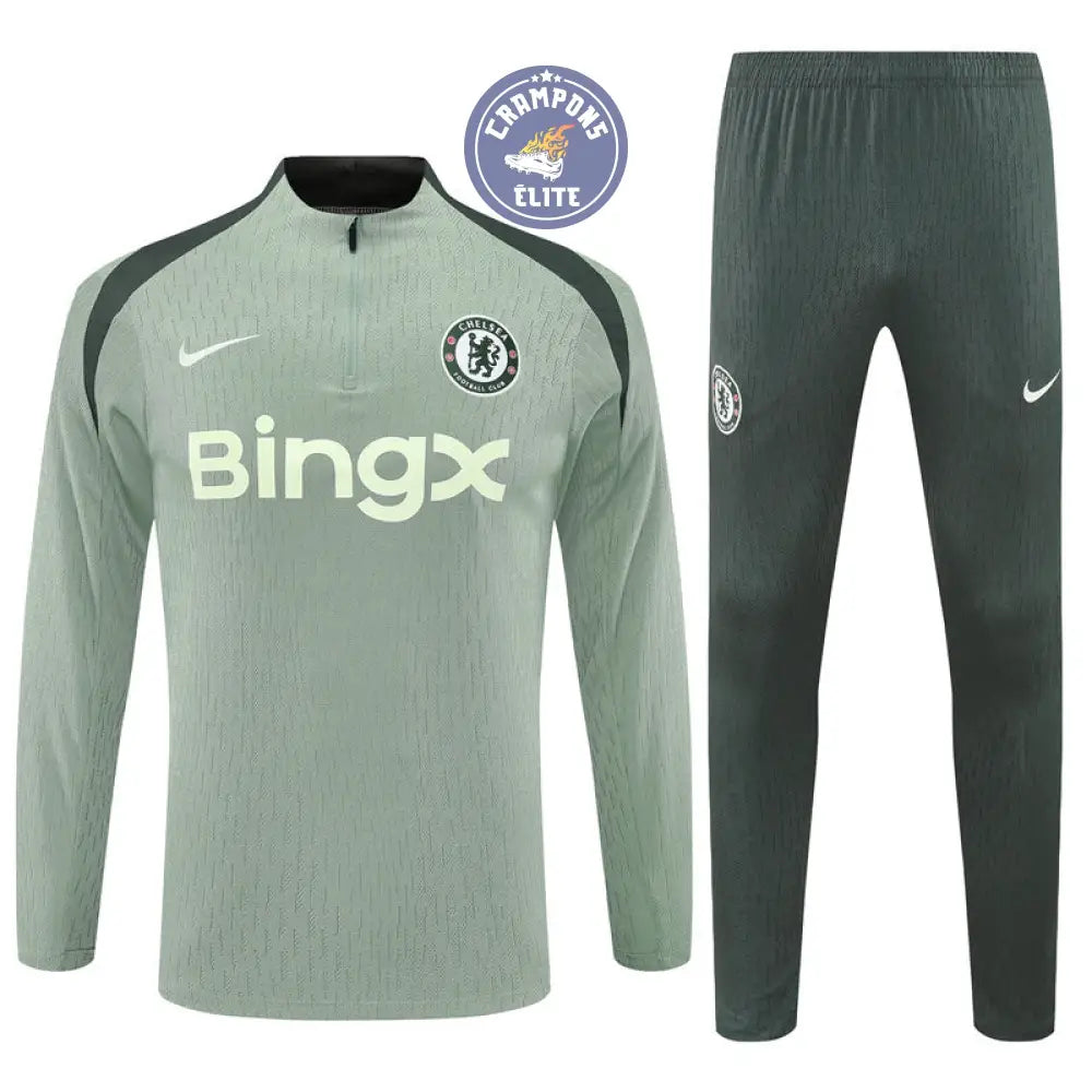 Survêtement d’entraînement demi-zip - Chelsea 2025/2026 - Kaki/Vert Clair