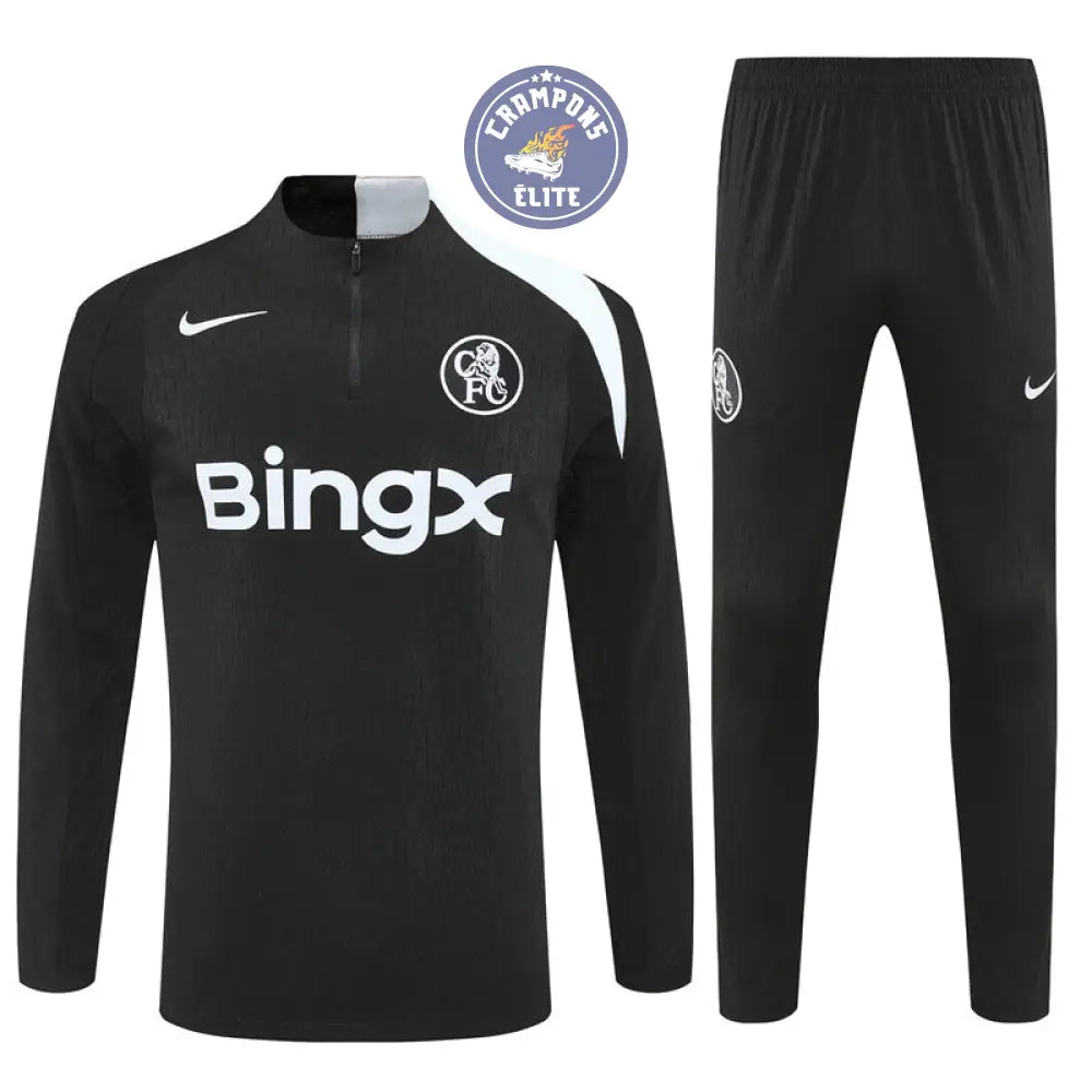 Survêtement d’entraînement demi-zip - Chelsea 2025/2026 - Noir/Blanc