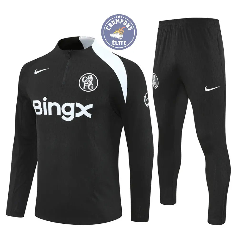 Image of Survêtement d’entraînement demi-zip - Chelsea 2025/2026 - Noir/Blanc