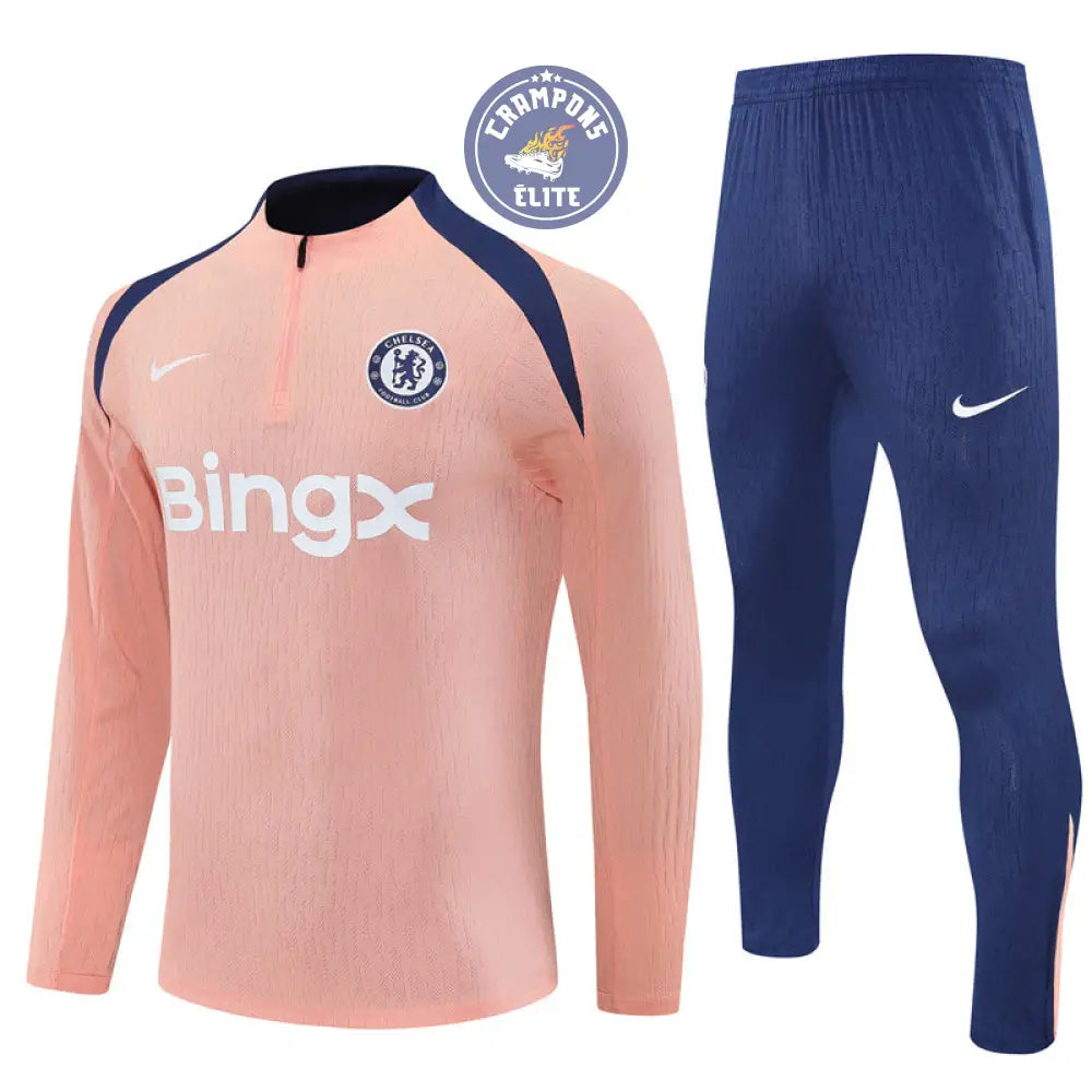 Image of Survêtement d’entraînement demi-zip - Chelsea 2025/2026 - Rose/Bleu Marine