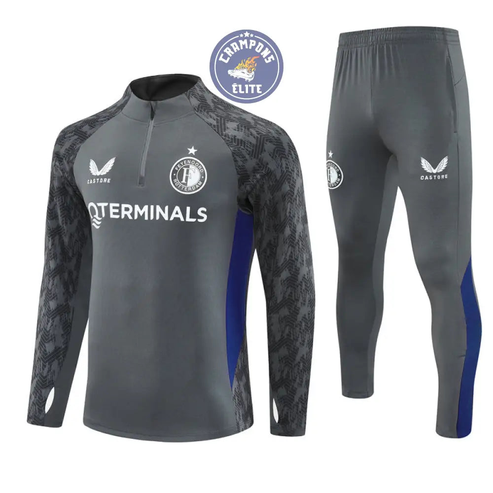 Image of Survêtement d’entraînement demi-zip - Feyenoord 2025/2026 - Gris/Blanc/Noir