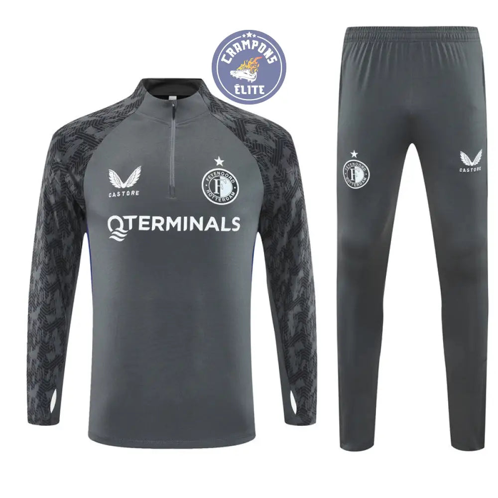 Survêtement d’entraînement demi-zip - Feyenoord 2025/2026 - Gris/Blanc/Noir