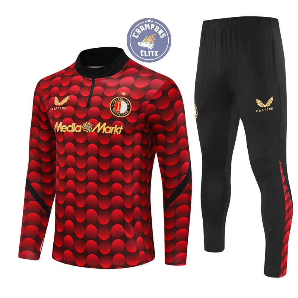 Image of Survêtement Demi-Zip - Feyenoord 2025-2026 - Rouge/Noir