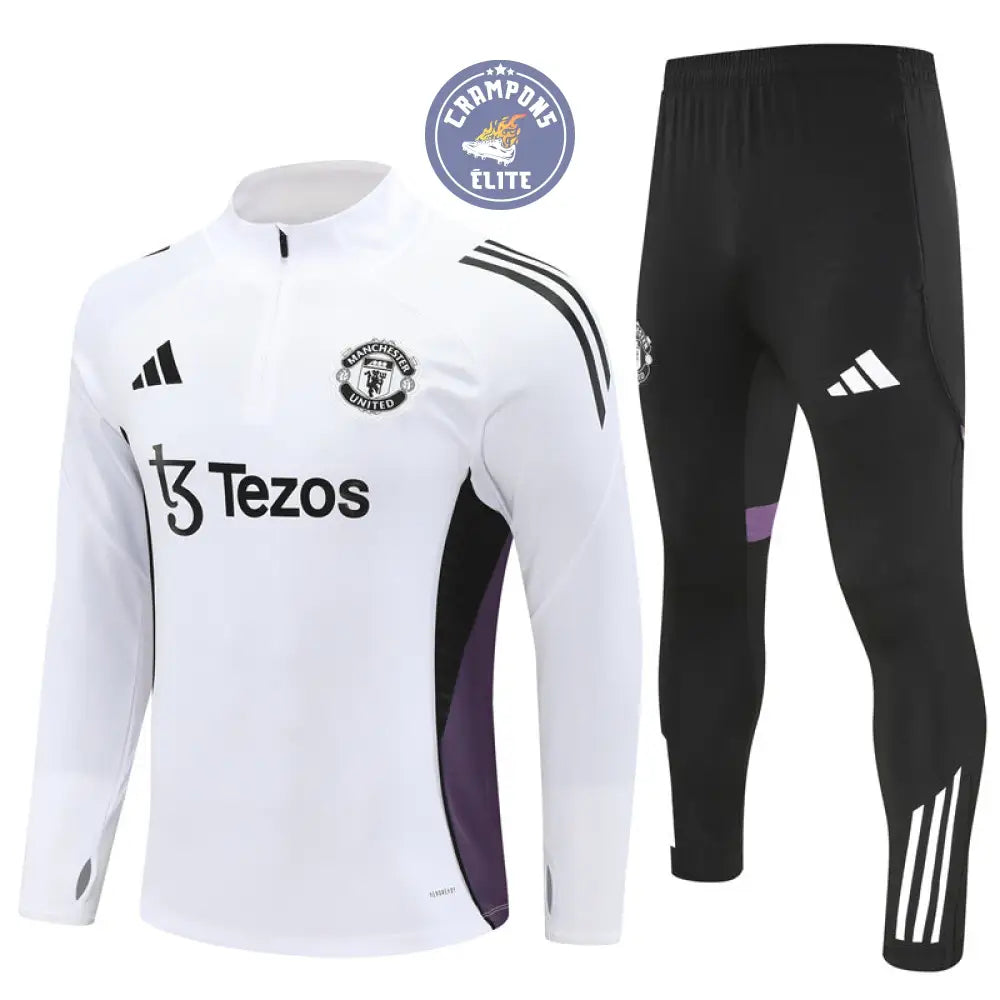 Survêtement d’entraînement demi-zip - Manchester 2025/2026 - Blanc/Noir/Violet