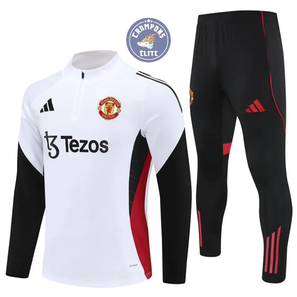 Survêtement d’entraînement demi-zip - Manchester United 2025/2026 - Blanc/Noir/Rouge
