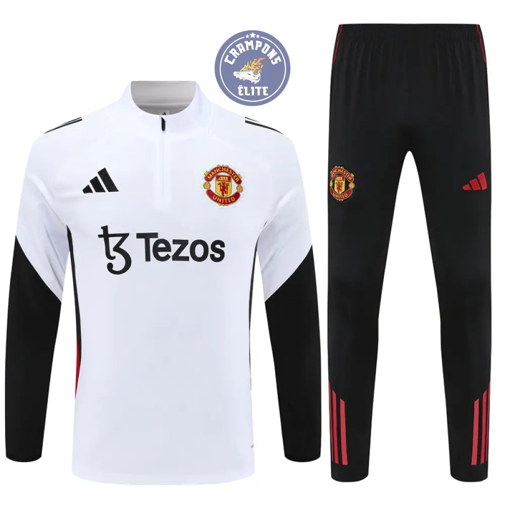 Image of Survêtement d’entraînement demi-zip - Manchester United 2025/2026 - Blanc/Noir/Rouge