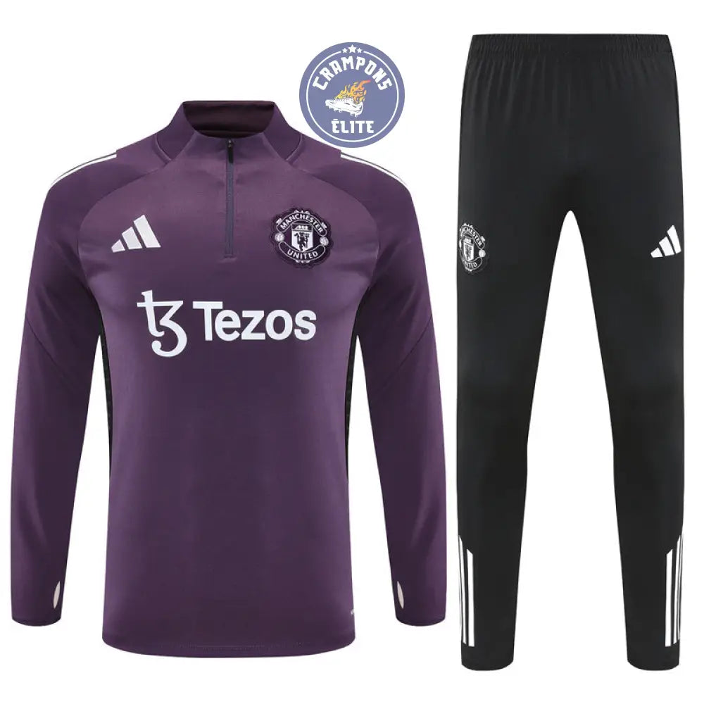 Image of Survêtement d’entraînement demi-zip - Manchester United 2025/2026 - Bordeaux/Noir/Blanc