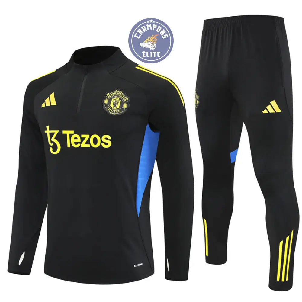 Survêtement d’entraînement demi-zip - Manchester United 2025/2026 - Noir/Bleu/Jaune