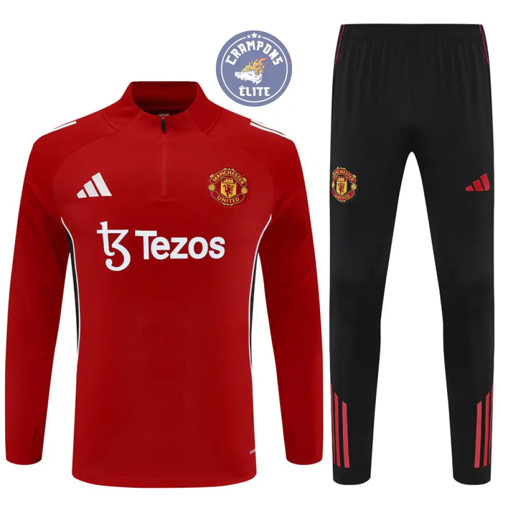 Image of Survêtement d’entraînement demi-zip - Manchester United 2025/2026 - Rouge/Noir/Blanc