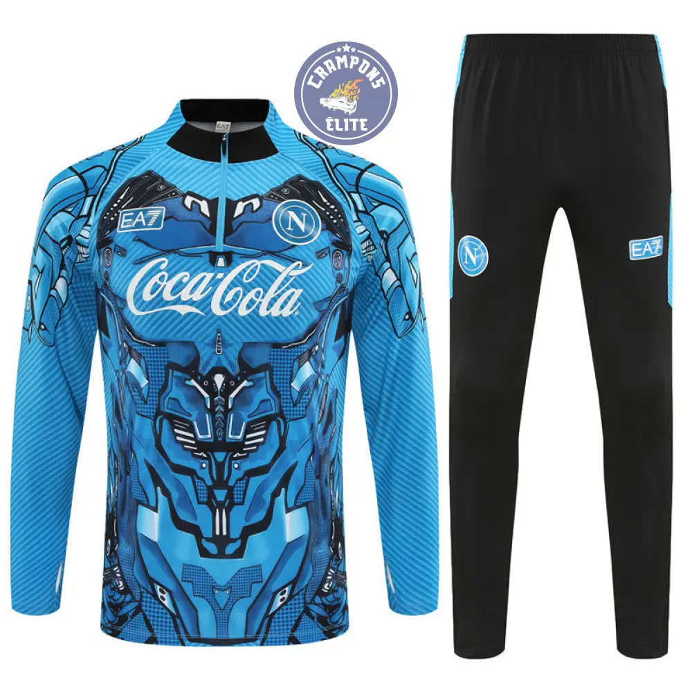 Survêtement d’entraînement demi-zip - Naples 2025/2026 - Bleu Ciel/Noir