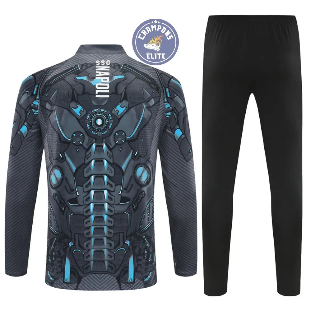 Survêtement d’entraînement demi-zip - Naples 2025/2026 - Gris/Noir/Bleu Ciel