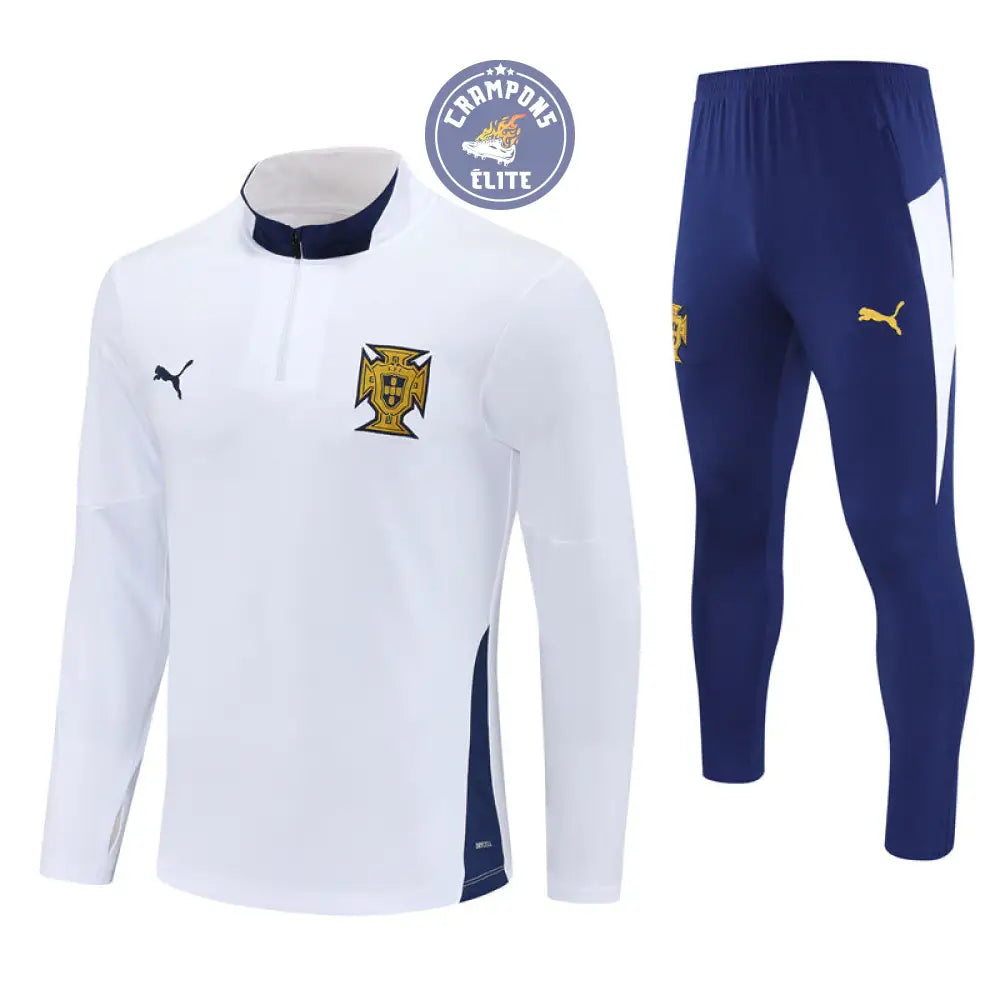 Survêtement d’entraînement demi-zip - Portugal 2025/2026 - Blanc/Bleu Marine/Or