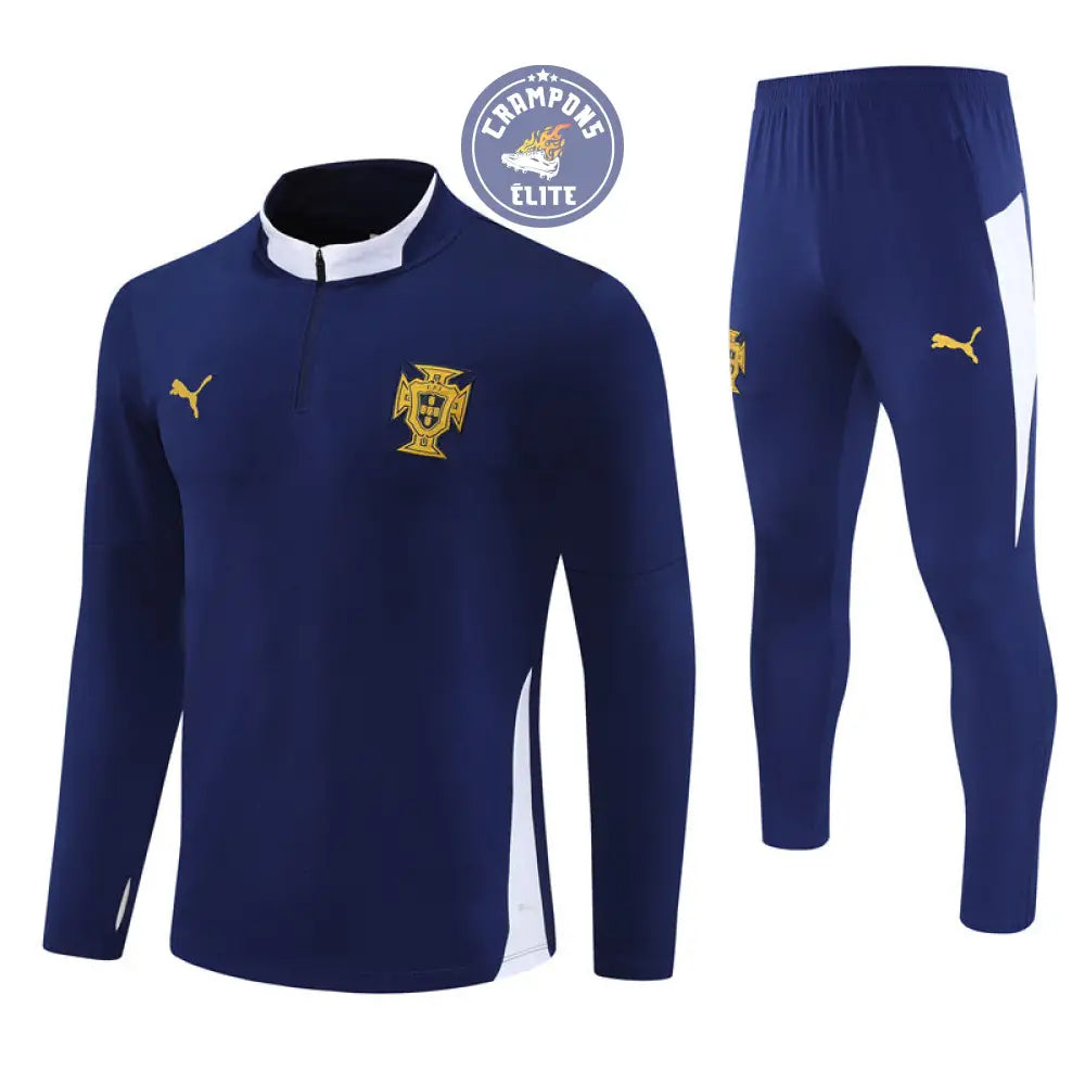 Survêtement d’entraînement demi-zip - Portugal 2025/2026 - Bleu Marine/Blanc/Or