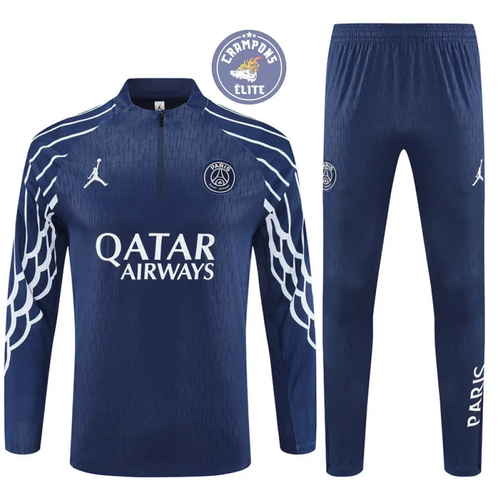 Survêtement d’entraînement demi-zip - PSG 2025/2026 - à rayures Bleu Marine/Blanc