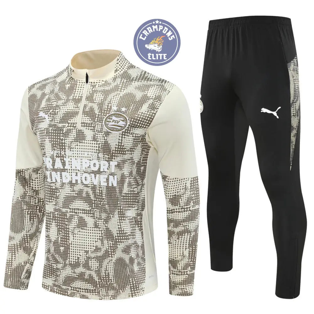 Survêtement d’entraînement demi-zip - PSV 2025/2026 - Beige/Kaki/Noir/Blanc