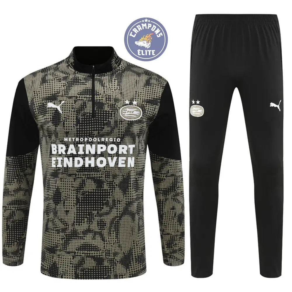 Survêtement d’entraînement demi-zip - PSV 2025/2026 - Kaki/Noir/Blanc