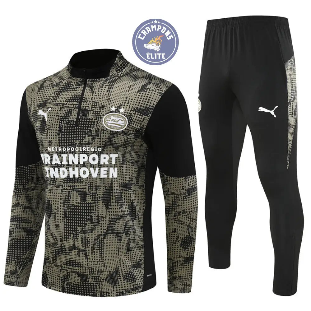 Image of Survêtement d’entraînement demi-zip - PSV 2025/2026 - Kaki/Noir/Blanc