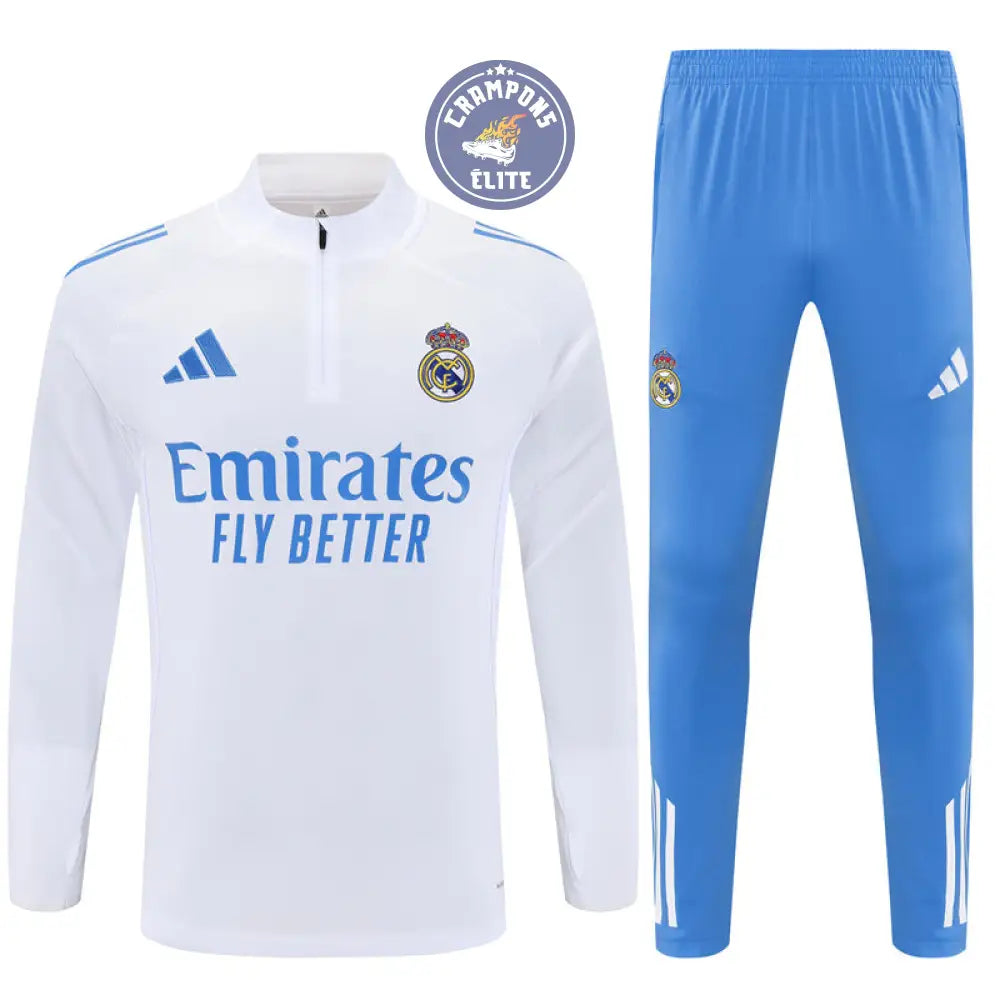 Survêtement d’entraînement demi-zip - Real Madrid 2025/2026 - Blanc/Bleu Ciel