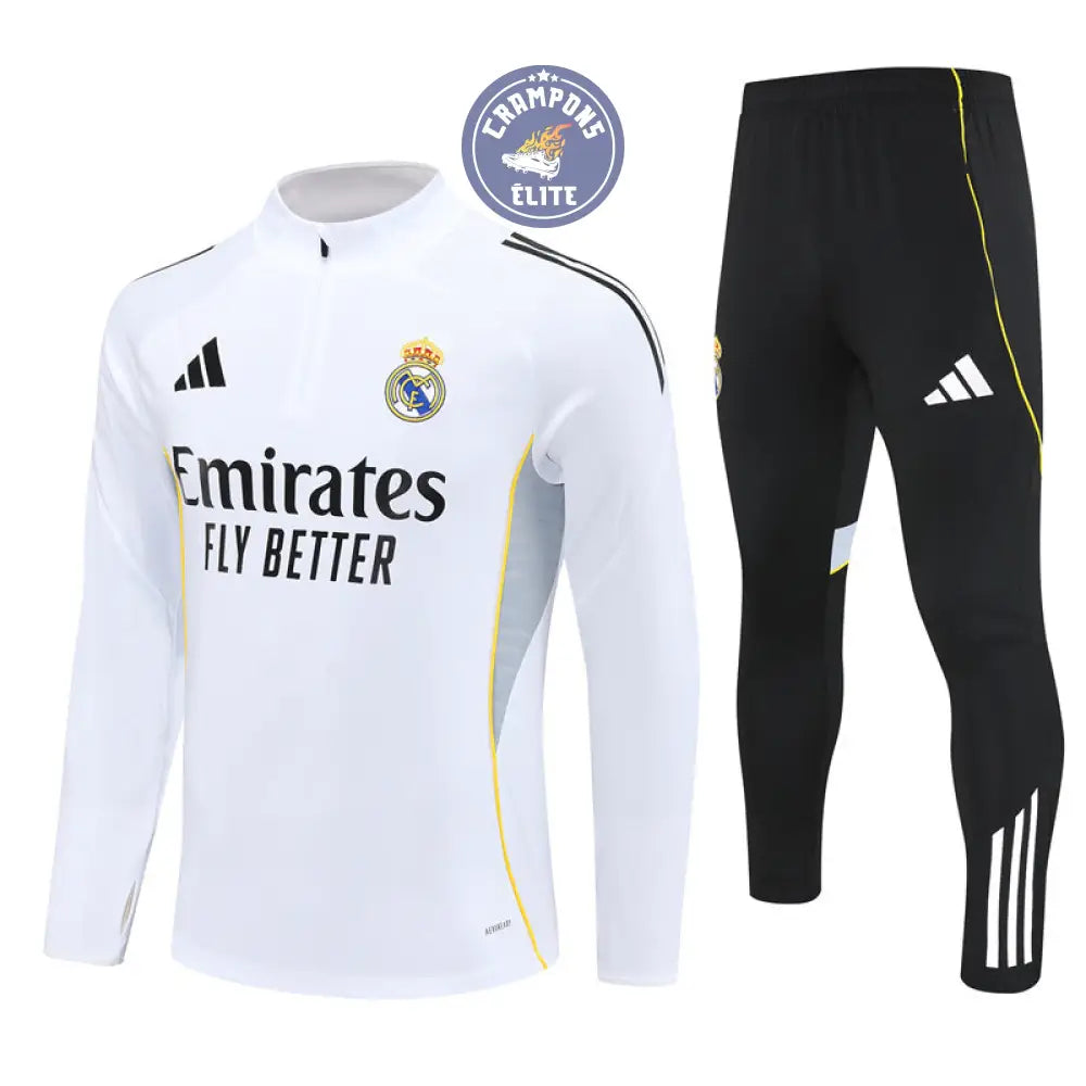 Survêtement d’entraînement demi-zip - Real Madrid 2025/2026 - Blanc/Noir/Gris/Jaune
