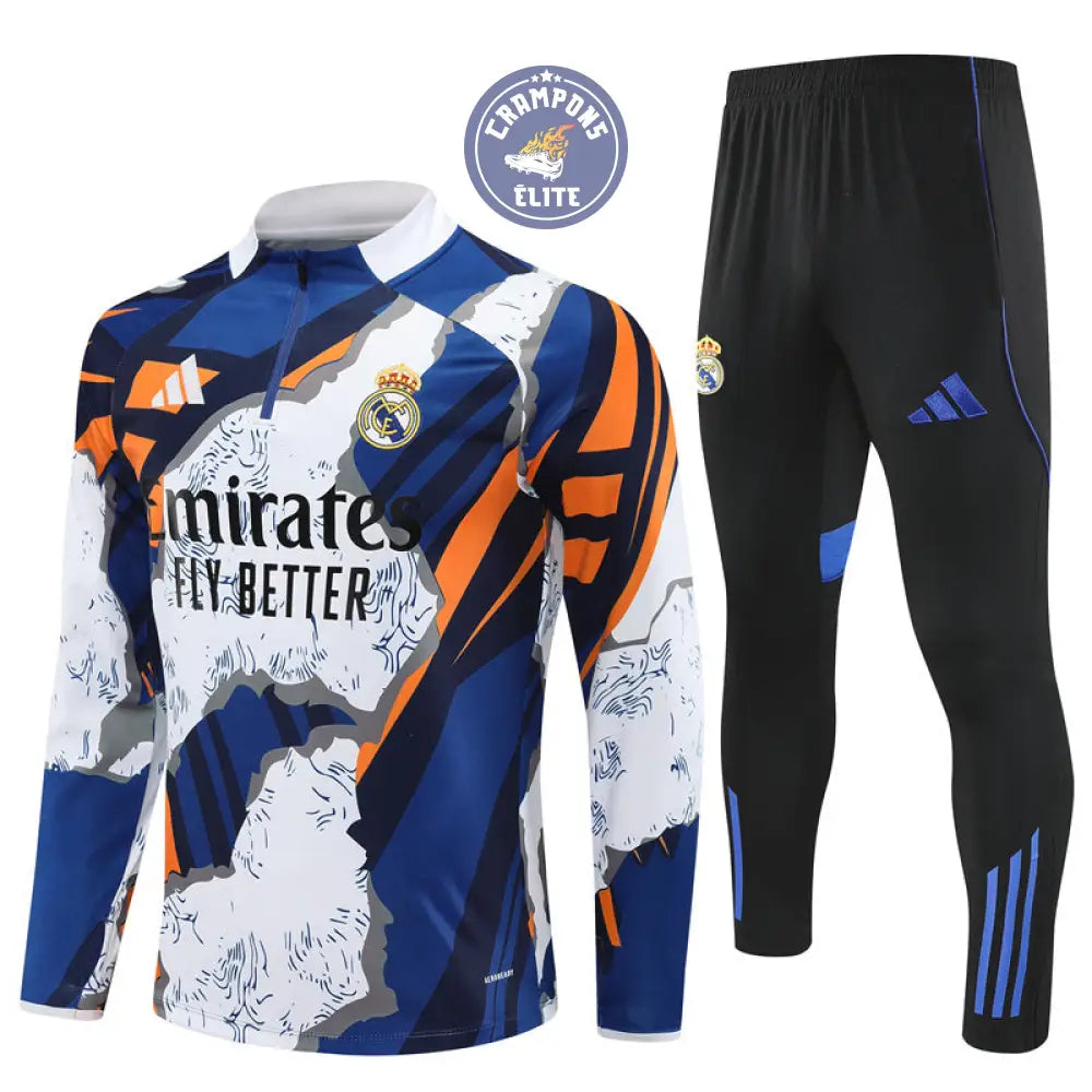 Survêtement d’entraînement demi-zip - Real Madrid 2025/2026 - Bleu/Blanc/Orange/Noir