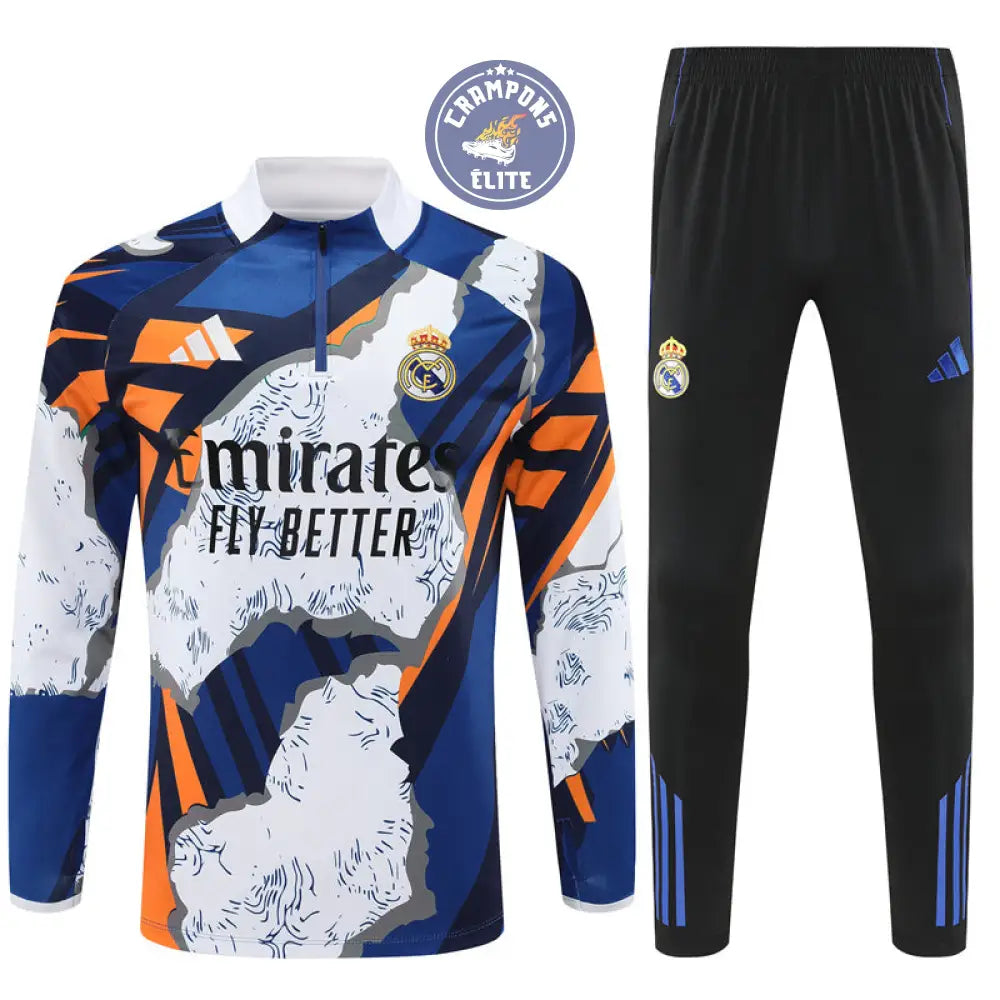 Survêtement d’entraînement demi-zip - Real Madrid 2025/2026 - Bleu/Blanc/Orange/Noir