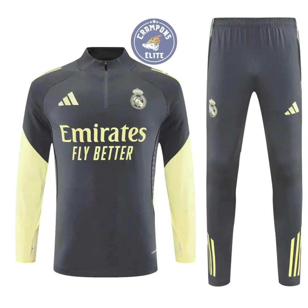 Survêtement d’entraînement demi-zip - Real Madrid 2025/2026 - Gris/Jaune Clair