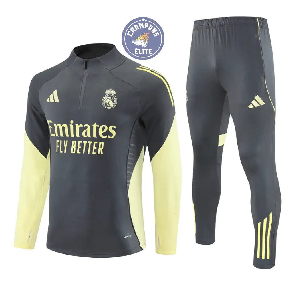 Survêtement d’entraînement demi-zip - Real Madrid 2025/2026 - Gris/Jaune Clair