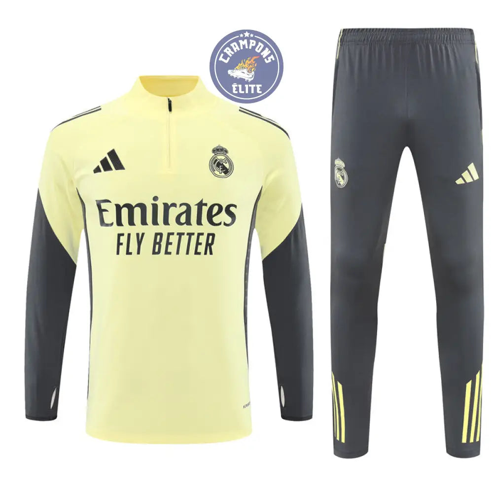 Survêtement d’entraînement demi-zip - Real Madrid 2025/2026 - Jaune Clair/Gris