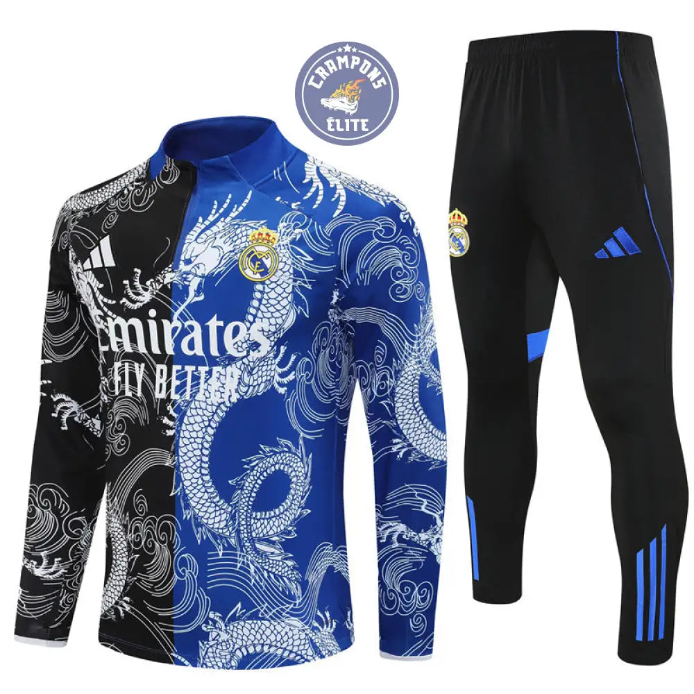 Survêtement d’entraînement demi-zip - Real Madrid 2025/2026 - Version Dragon Bleu/Noir