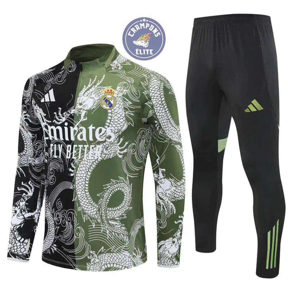 Image of Survêtement d’entraînement demi-zip - Real Madrid 2025/2026 - Version Dragon Vert/Noir