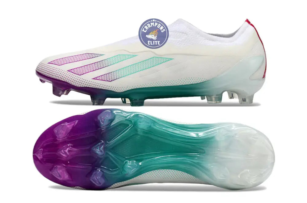 X Crazyfast Elite Laceless FG Blanc/Violet/Vert