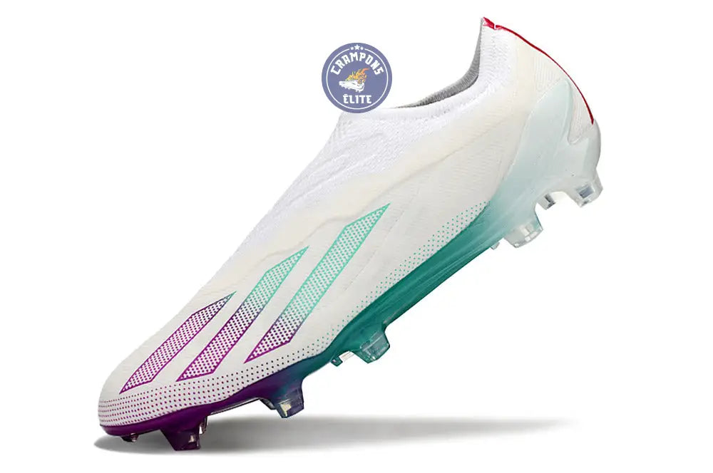 X Crazyfast Elite Laceless FG Blanc/Violet/Vert