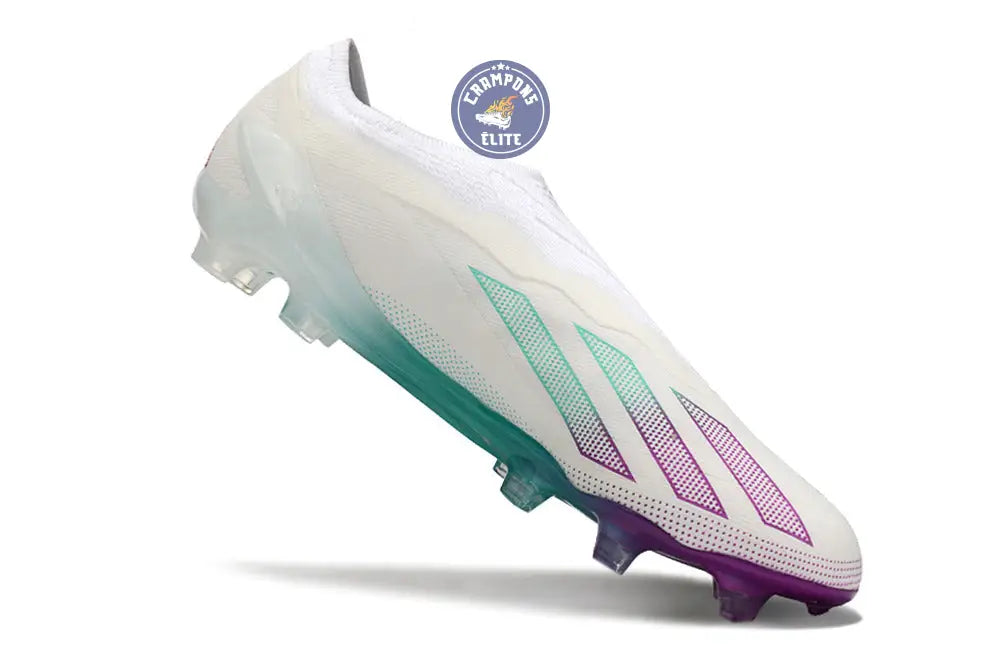 Image of X Crazyfast Elite Laceless FG Blanc/Violet/Vert