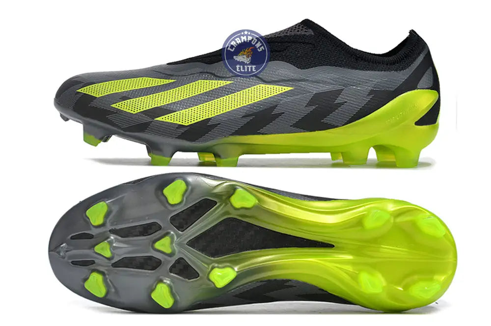 Image of X Crazyfast Elite Laceless FG Crazycharged - Noir/Jaune/Gris ÉDITION LIMITÉE