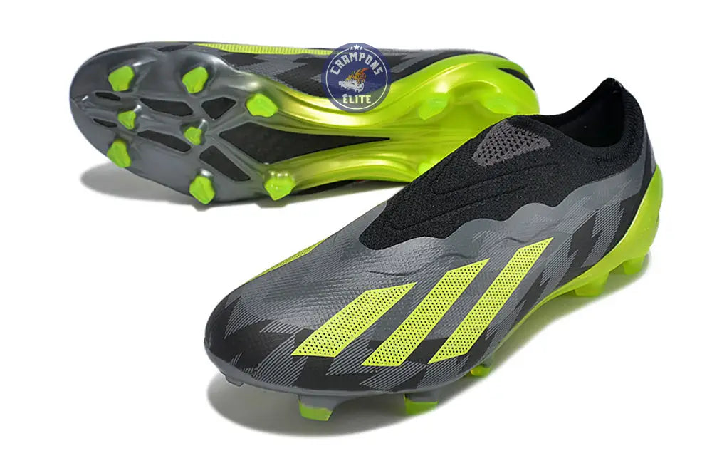 Image of X Crazyfast Elite Laceless FG Crazycharged - Noir/Jaune/Gris ÉDITION LIMITÉE
